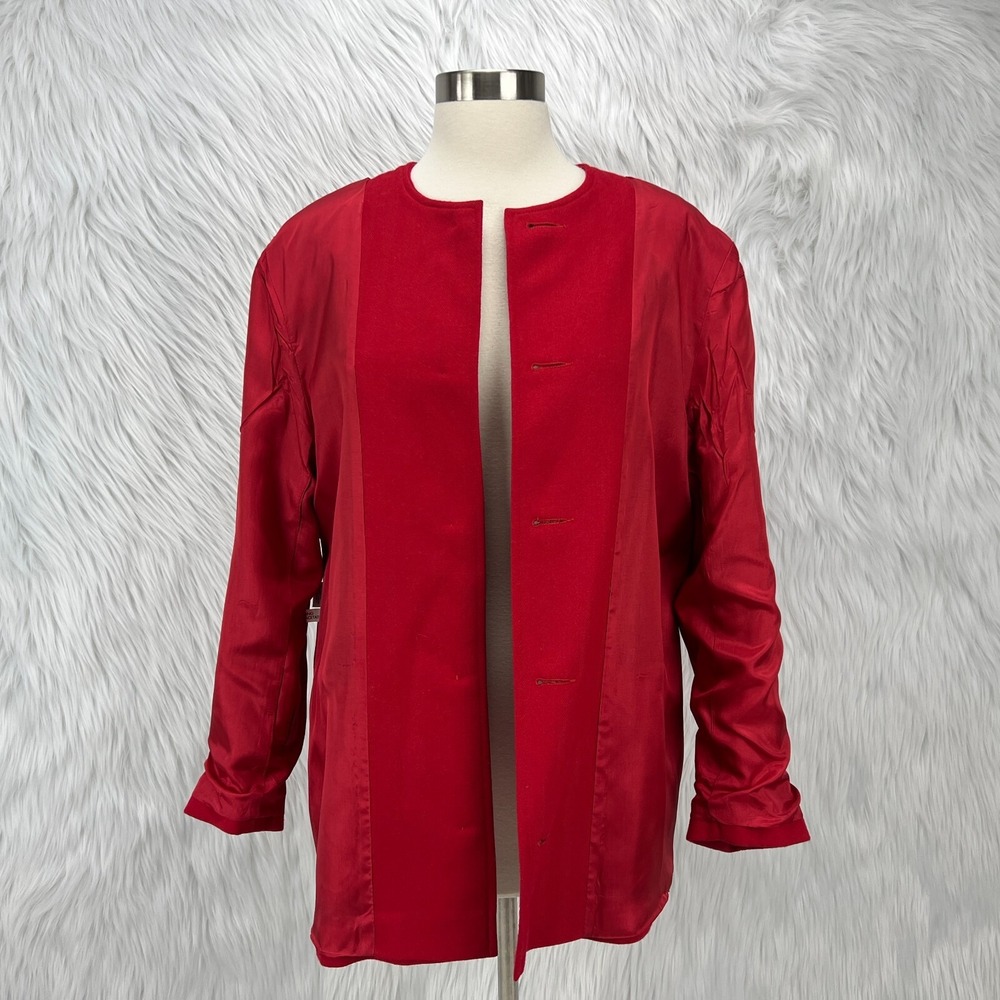 Avoca Collection VTG Red Wool Blazer Jacket Classic Ireland Holiday Old‎ Money - Picture 9 of 16